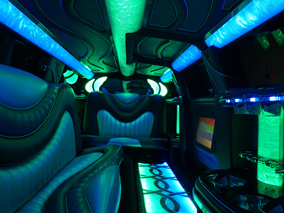 Sophisticated two-tone upholstery in limousine rental Canton, OH